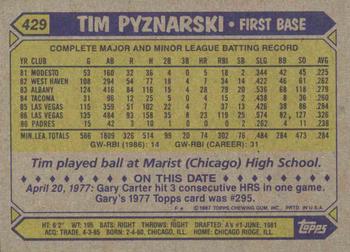 1987 Topps #429 Tim Pyznarski Back