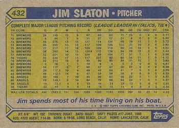 1987 Topps #432 Jim Slaton Back