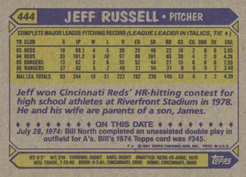 1987 Topps #444 Jeff Russell Back