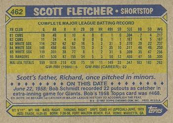 1987 Topps #462 Scott Fletcher Back