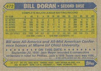 1987 Topps #472 Bill Doran Back