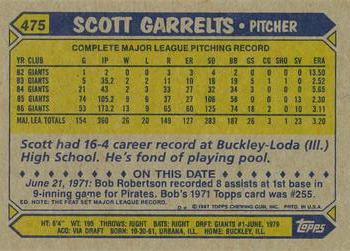 1987 Topps #475 Scott Garrelts Back