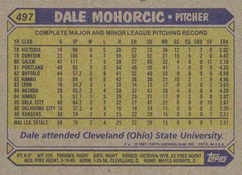 1987 Topps #497 Dale Mohorcic Back