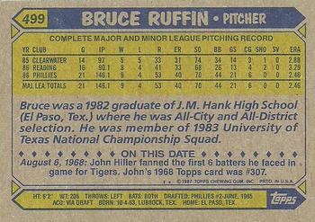 1987 Topps #499 Bruce Ruffin Back