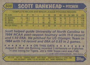 1987 Topps #508 Scott Bankhead Back