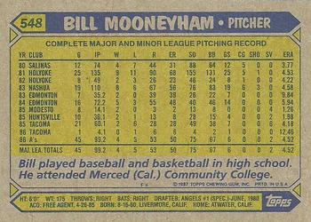 1987 Topps #548 Bill Mooneyham Back