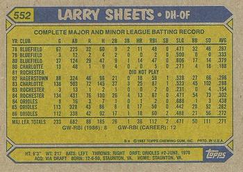 1987 Topps #552 Larry Sheets Back