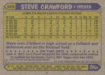 1987 Topps #589 Steve Crawford Back