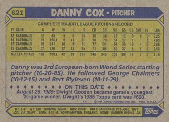 1987 Topps #621 Danny Cox Back