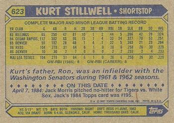 1987 Topps #623 Kurt Stillwell Back