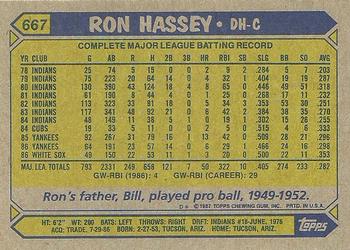 1987 Topps #667 Ron Hassey Back
