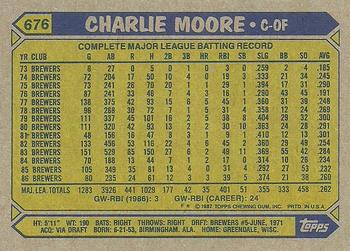 1987 Topps #676 Charlie Moore Back