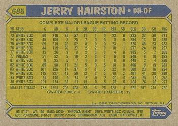 1987 Topps #685 Jerry Hairston Back