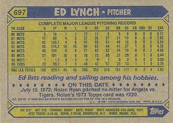 1987 Topps #697 Ed Lynch Back