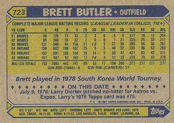 1987 Topps #723 Brett Butler Back