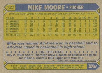 1987 Topps #727 Mike Moore Back