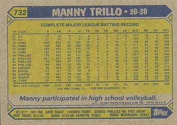 1987 Topps #732 Manny Trillo Back