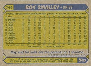 1987 Topps #744 Roy Smalley Back