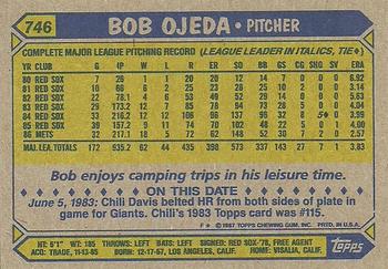 1987 Topps #746 Bob Ojeda Back