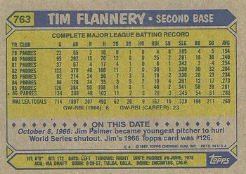 1987 Topps #763 Tim Flannery Back