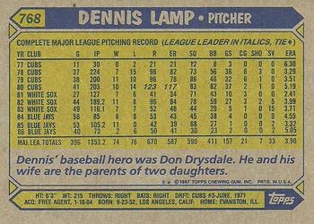 1987 Topps #768 Dennis Lamp Back