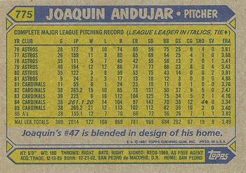 1987 Topps #775 Joaquin Andujar Back