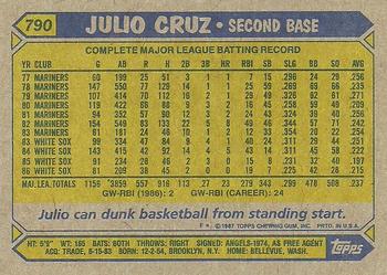 1987 Topps #790 Julio Cruz Back