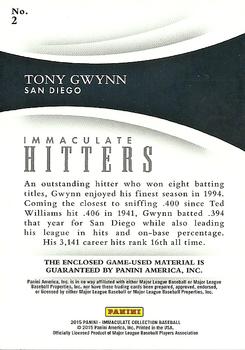 2015 Panini Immaculate Collection - Immaculate Hitters Blue #2 Tony Gwynn Back