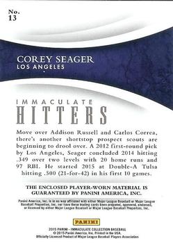 2015 Panini Immaculate Collection - Immaculate Hitters Blue #13 Corey Seager Back