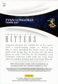 2015 Panini Immaculate Collection - Immaculate Hitters Prime #19 Evan Longoria Back