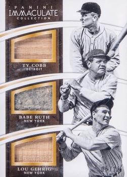 2015 Panini Immaculate Collection - Immaculate Trios Players #2 Babe Ruth / Lou Gehrig / Ty Cobb Front