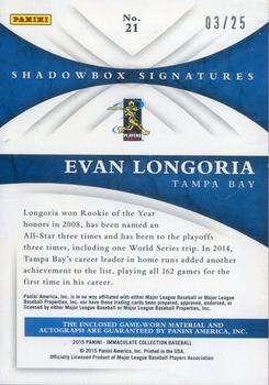 2015 Panini Immaculate Collection - Shadowbox Material Signatures #21 Evan Longoria Back