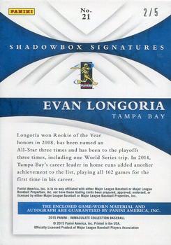 2015 Panini Immaculate Collection - Shadowbox Material Signatures Prime #21 Evan Longoria Back