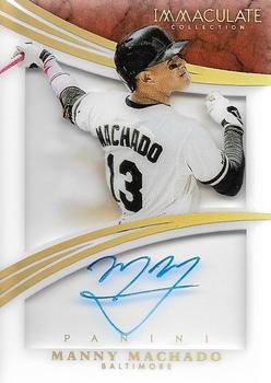 2015 Panini Immaculate Collection - Shadowbox Signatures Holo Gold #56 Manny Machado Front