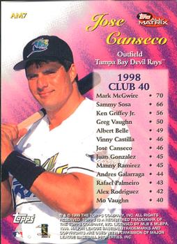 1999 Topps - All-Matrix #AM7 Jose Canseco Back