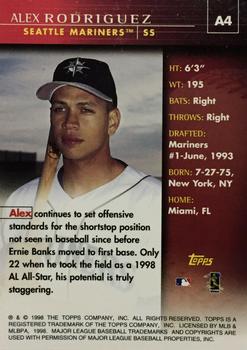 1999 Topps - Autographs #A4 Alex Rodriguez  Back