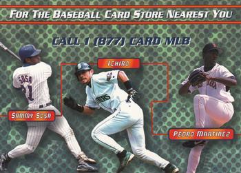 2002 MLB.com Information Card #NNO Sammy Sosa / Ichiro / Pedro Martinez / Randy Johnson / Mike Piazza / Derek Jeter Front