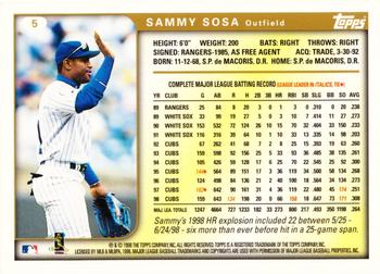 1999 Topps - Jumbo Series One #5 Sammy Sosa Back