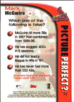 1999 Topps - Picture Perfect #P4 Mark McGwire Back