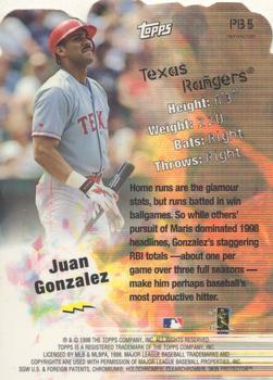 1999 Topps - Power Brokers Refractors #PB5 Juan Gonzalez Back