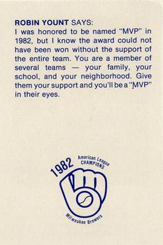 1983 Milwaukee Brewers Police - Winneconne Police Department #NNO Robin Yount Back