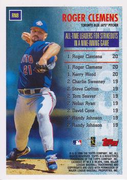 1999 Topps - Record Numbers #RN8 Roger Clemens Back