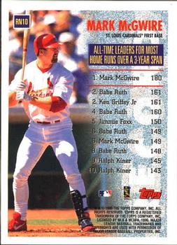 1999 Topps - Record Numbers #RN10 Mark McGwire Back