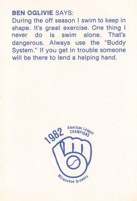 1983 Milwaukee Brewers Police - Brookfield Police Department and Jaycees #NNO Ben Oglivie Back