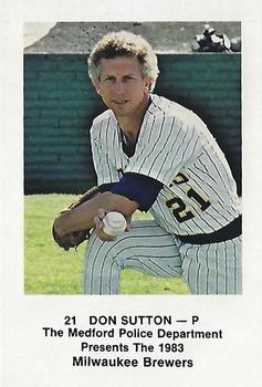 1983 Milwaukee Brewers Police - Medford Police Department #NNO Don Sutton Front
