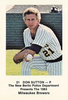 1983 Milwaukee Brewers Police - New Berlin Police Department #NNO Don Sutton Front