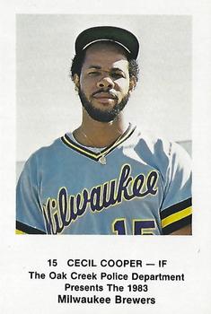1983 Milwaukee Brewers Police - Oak Creek Police Department #NNO Cecil Cooper Front