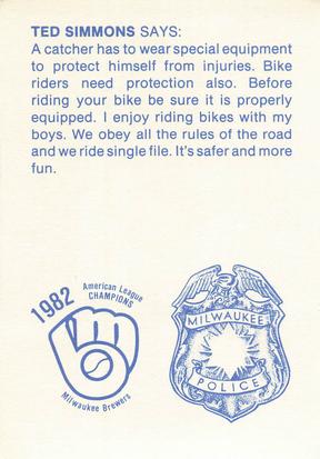 1983 Milwaukee Brewers Police - Pewaukee Town Police Department #NNO Ted Simmons Back