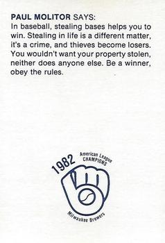 1983 Milwaukee Brewers Police - Verona Police Department #NNO Paul Molitor Back