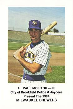 1984 Milwaukee Brewers Police - City of Brookfield Police & Jaycees #NNO Paul Molitor Front